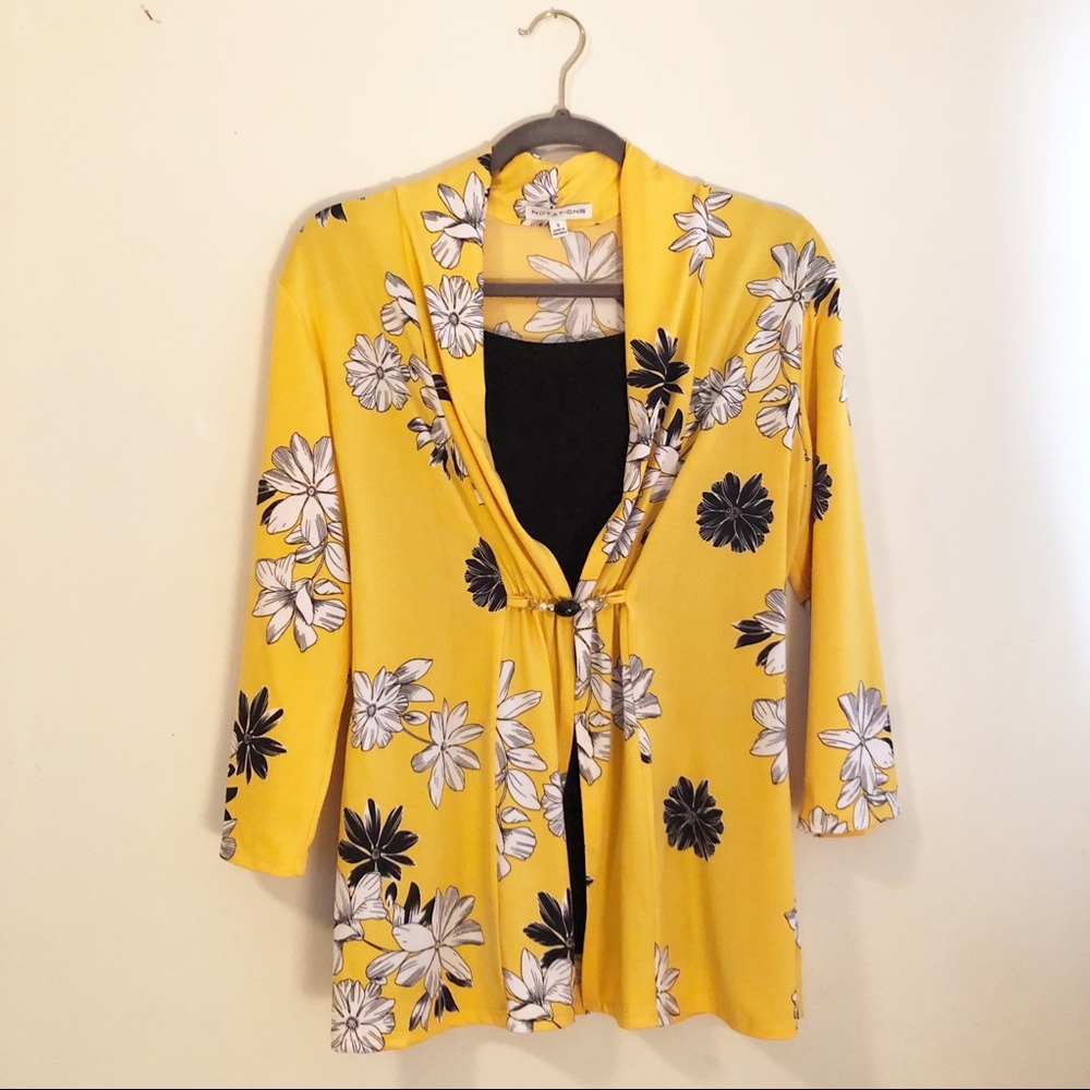 Notations  Bright Floral Quarter Sleeve Top S